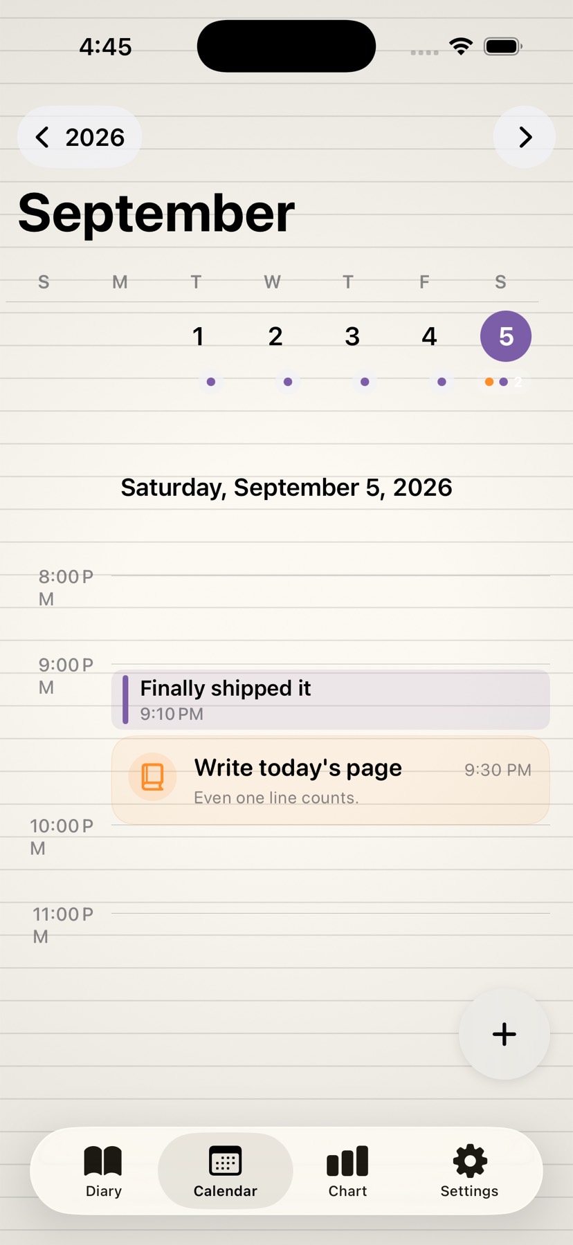 MyMood — the calendar with the day's agenda